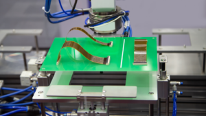 Machine printing flexible circuits on green substrate