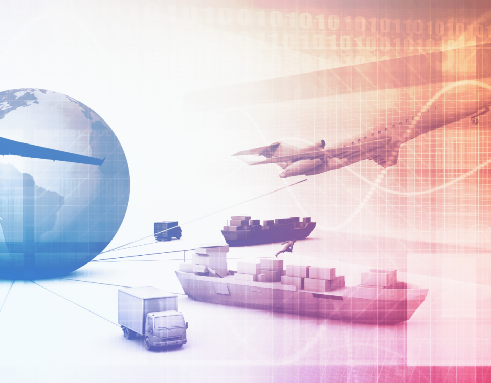 futuristic photo of airplanes, boats, cargo trucks with pixelated styling