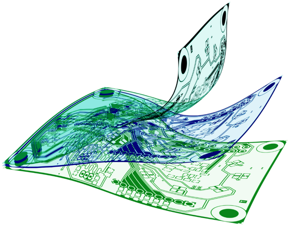layers of flexible electronics made with conductive inks
